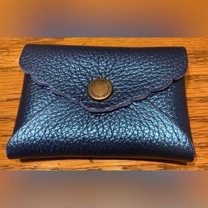 Metallic Comet Blue Leather Mini Daisy Wallet